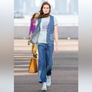 Coach Blue Canvas Lace Up Boots